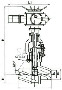  J961Y/961YPP54 電站用鍛鋼電動(dòng)對(duì)焊截止閥結(jié)構(gòu)圖