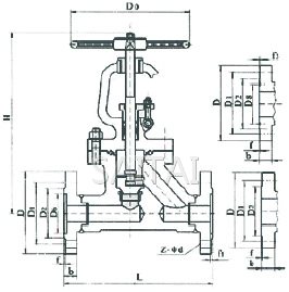  J41H/J41Y/J41W型鍛鋼法蘭截止閥結(jié)構(gòu)圖