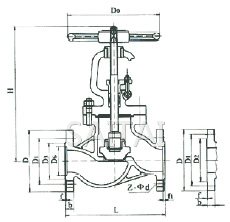  J41H/J41Y/J41W型鑄鋼法蘭截止閥結(jié)構(gòu)圖