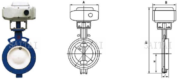 D972X電動(dòng)對(duì)夾式軟密封蝶閥外形尺寸圖