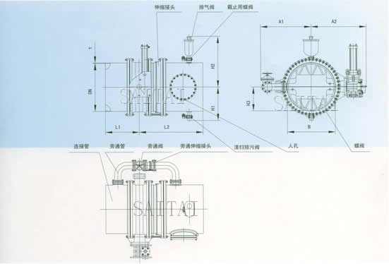 水輪機(jī)蝶閥成套裝置外形尺寸圖