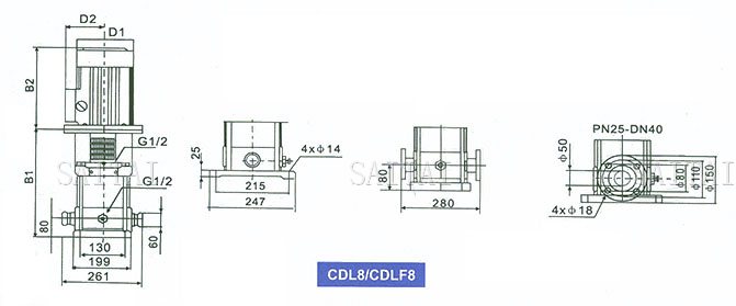 CDL8 / CDLF8系列多級泵安裝尺寸