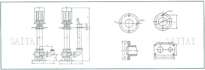 YW型無(wú)堵塞液下排污泵結(jié)構(gòu)圖