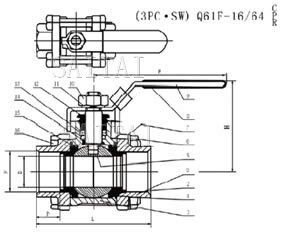 三片式承插焊球閥總裝圖