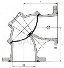 100S 角式排泥閥結(jié)構(gòu)圖