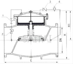 活塞式緩閉止回閥結構圖