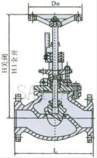 T40H 大連式手動調(diào)節(jié)閥外形尺寸圖2