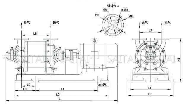 SZ系列水環(huán)式真空泵外形尺寸圖