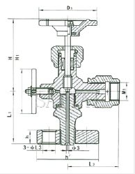 J49H-1.6/32P型法蘭式壓力表針型閥結(jié)構(gòu)圖