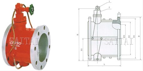DHH44 微阻緩閉蝶式止回閥外形尺寸圖